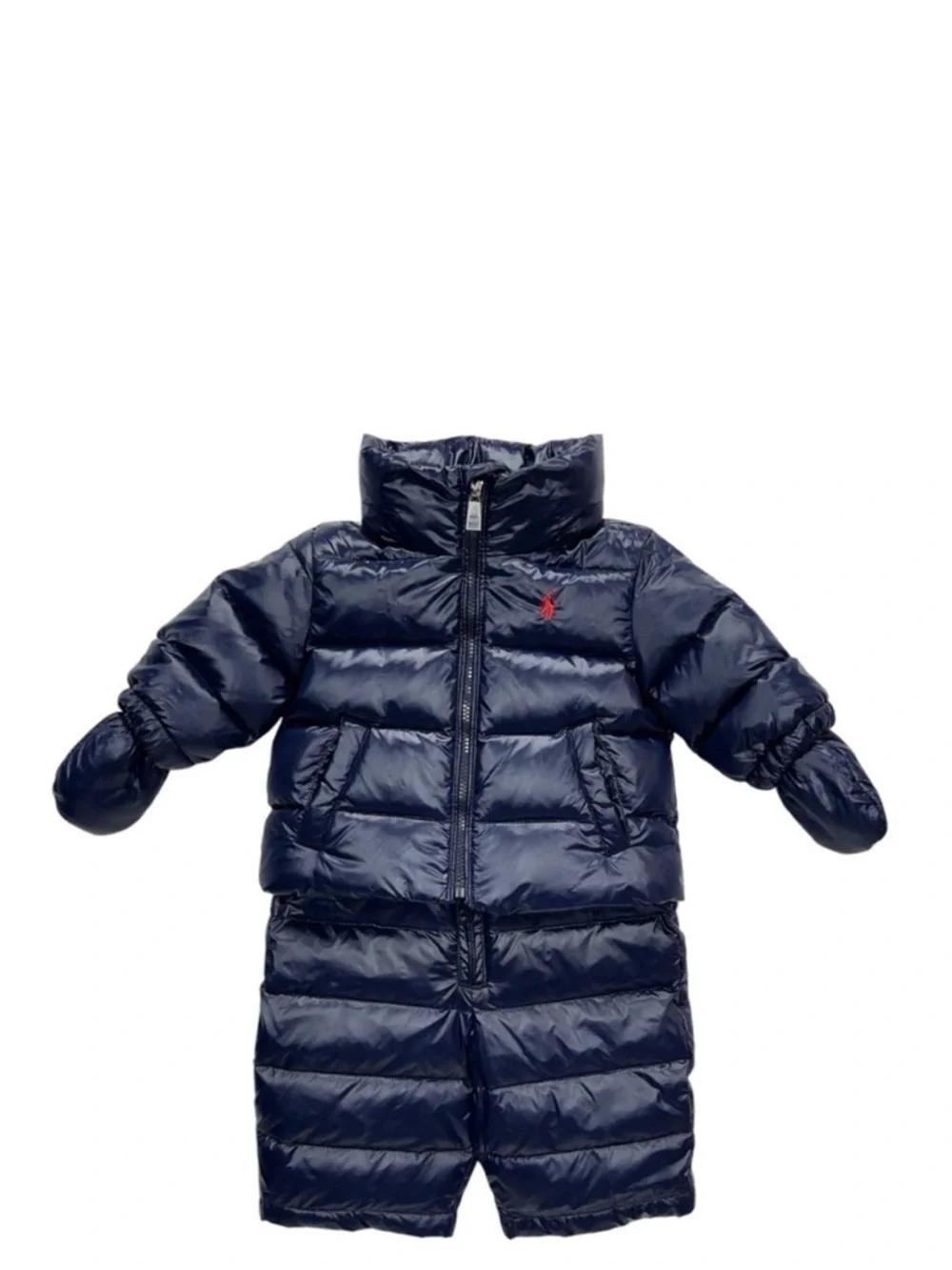 Ralph Lauren Size 3 Months Down Puffer Snowsuit Navy Blue Jacket Pants New NWT